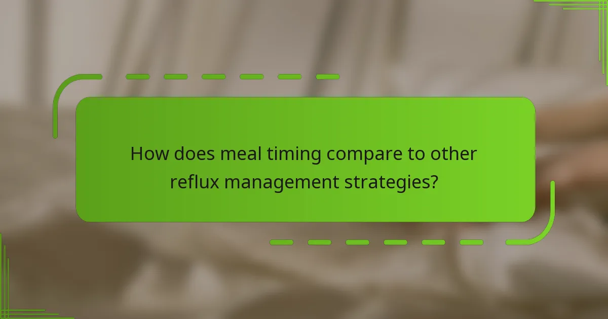 How does meal timing compare to other reflux management strategies?